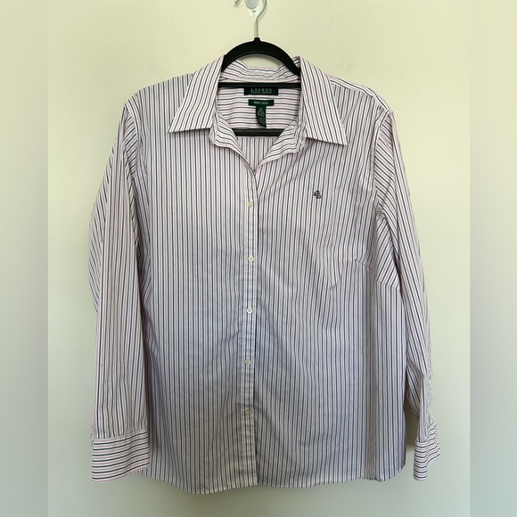 Lauren Ralph Lauren Tops - Lauren Ralph Lauren Non Iron Button Shirt Pink Stripe Size 2X 100% Cotton